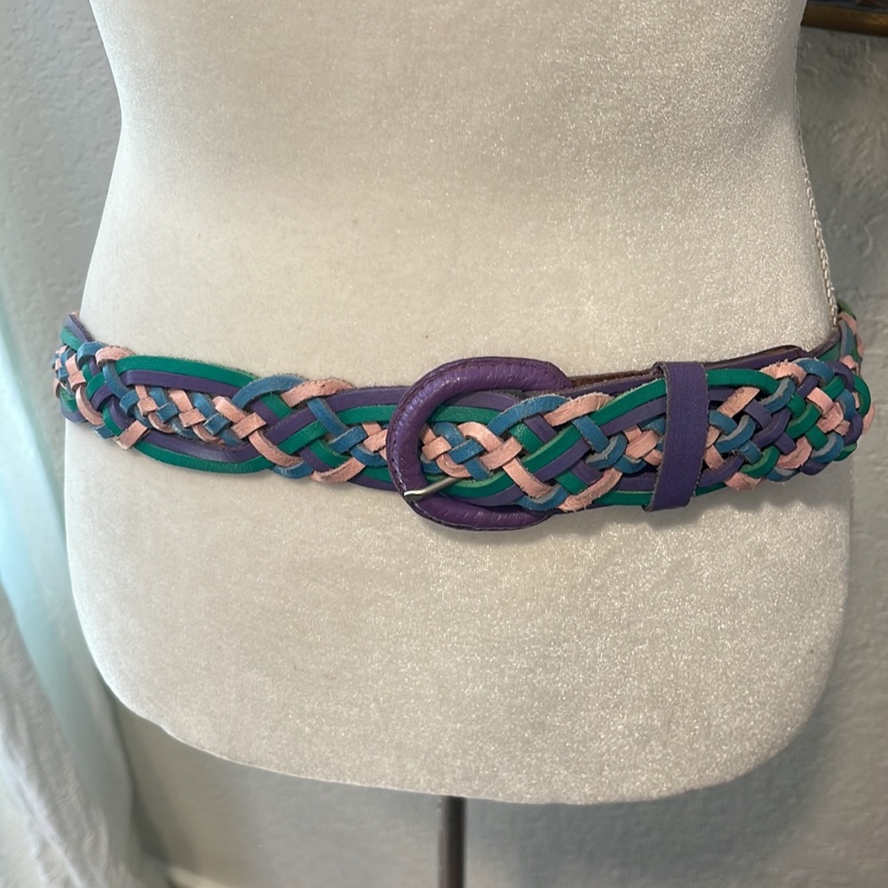 Authentic 80's Multi Colored Leather Belt